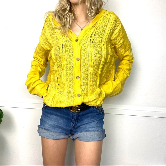 Crochet Lace Button Down Cardigan Boho Peasant - Picture 8 of 10